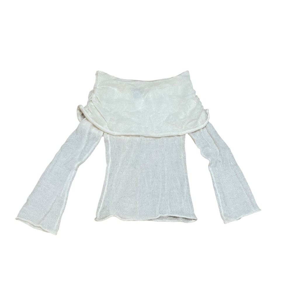 VTG Rampage M Fairycore Ethereal Ivory Mohair Blend Sheer Cowl Neck Sweater NWT